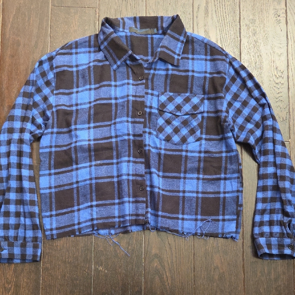 Blue and Black Plaid Button Down Shirt